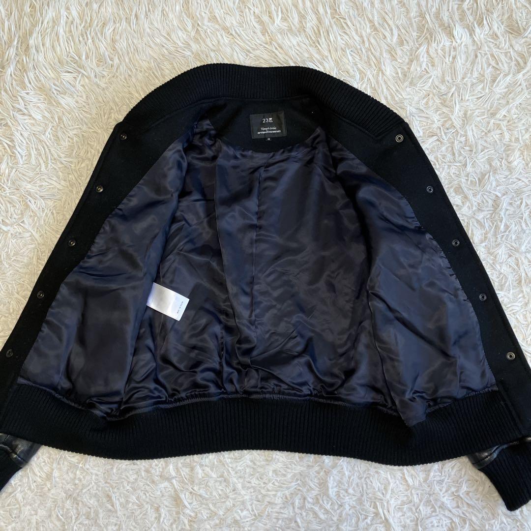 23区 ブルゾン ラムレザー コンビスタジャン ウール混 レザージャケット