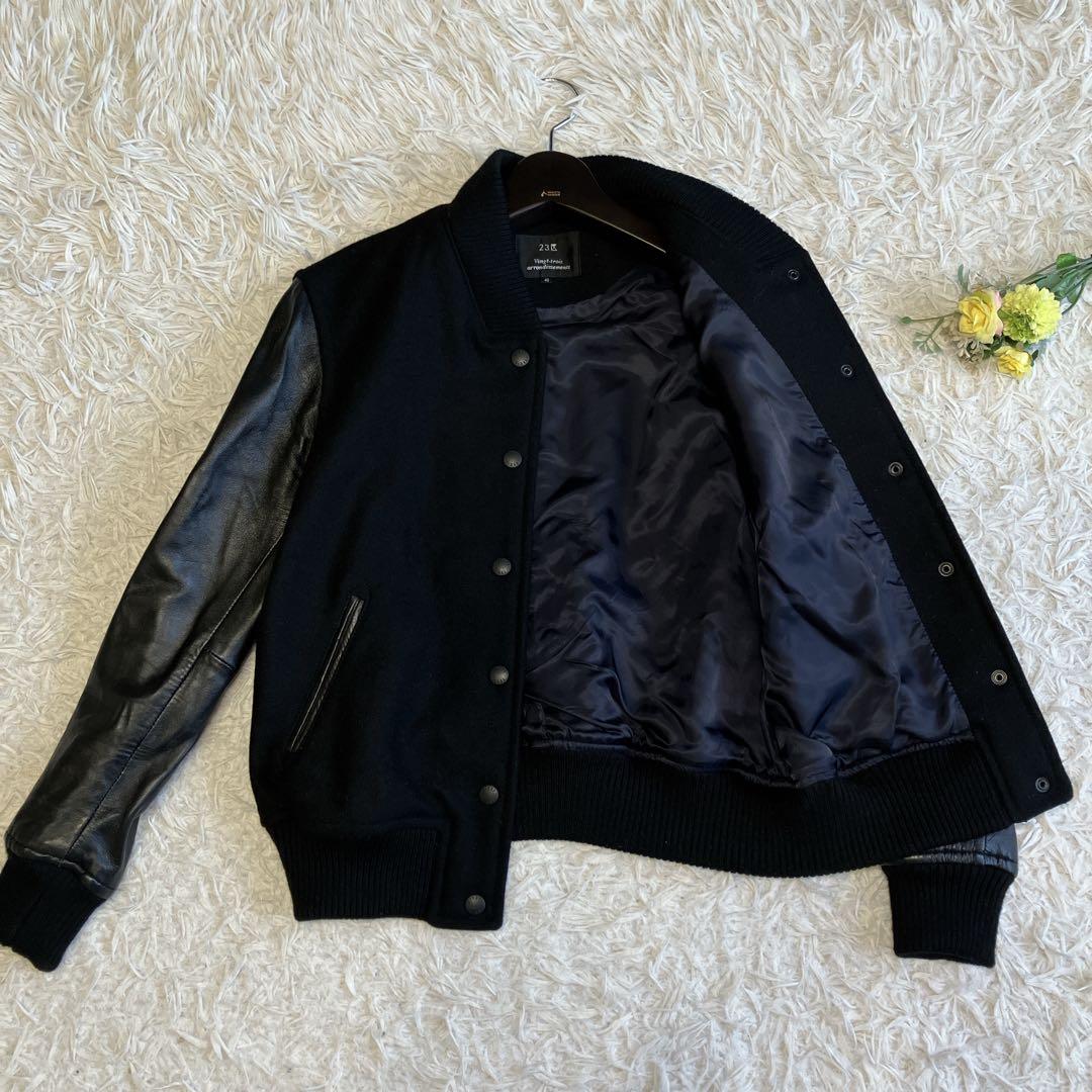 23区 ブルゾン ラムレザー コンビスタジャン ウール混 レザージャケット