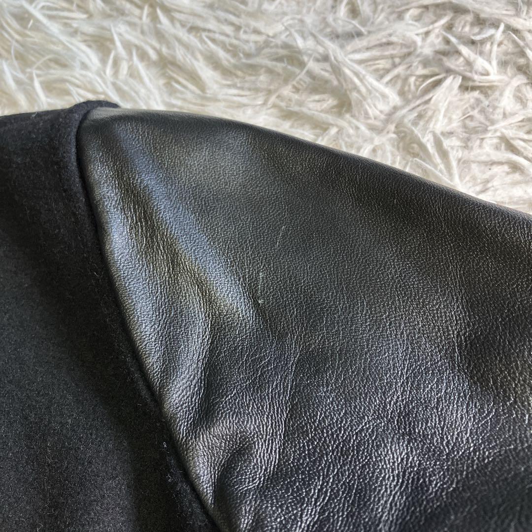 23区 ブルゾン ラムレザー コンビスタジャン ウール混 レザージャケット