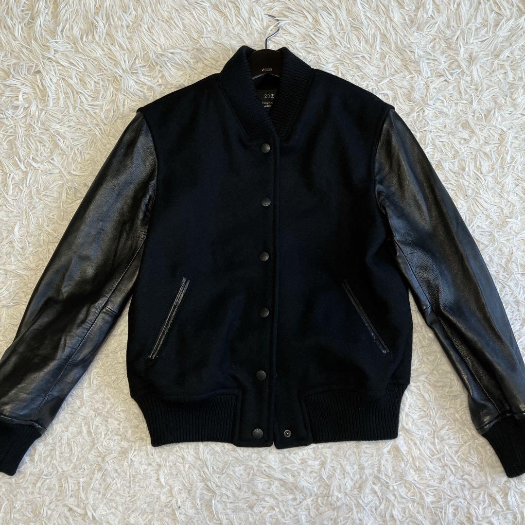 23区 ブルゾン ラムレザー コンビスタジャン ウール混 レザージャケット