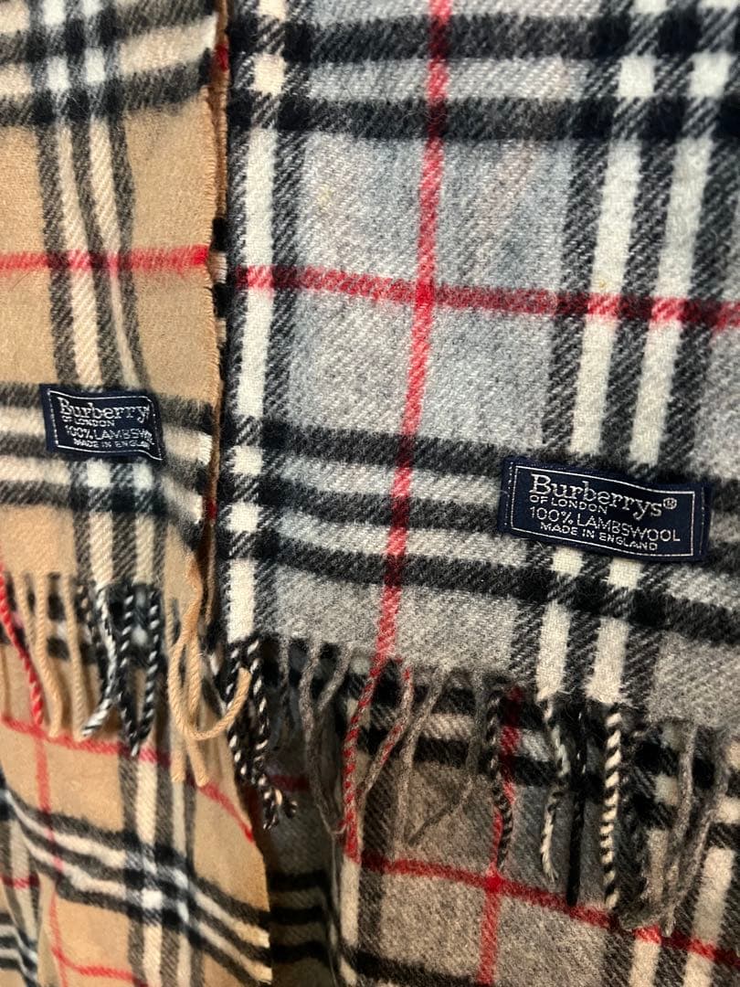も*ぴ様 バーバリー 90s ラムウール マフラー 2枚セット イギリス製 バラ