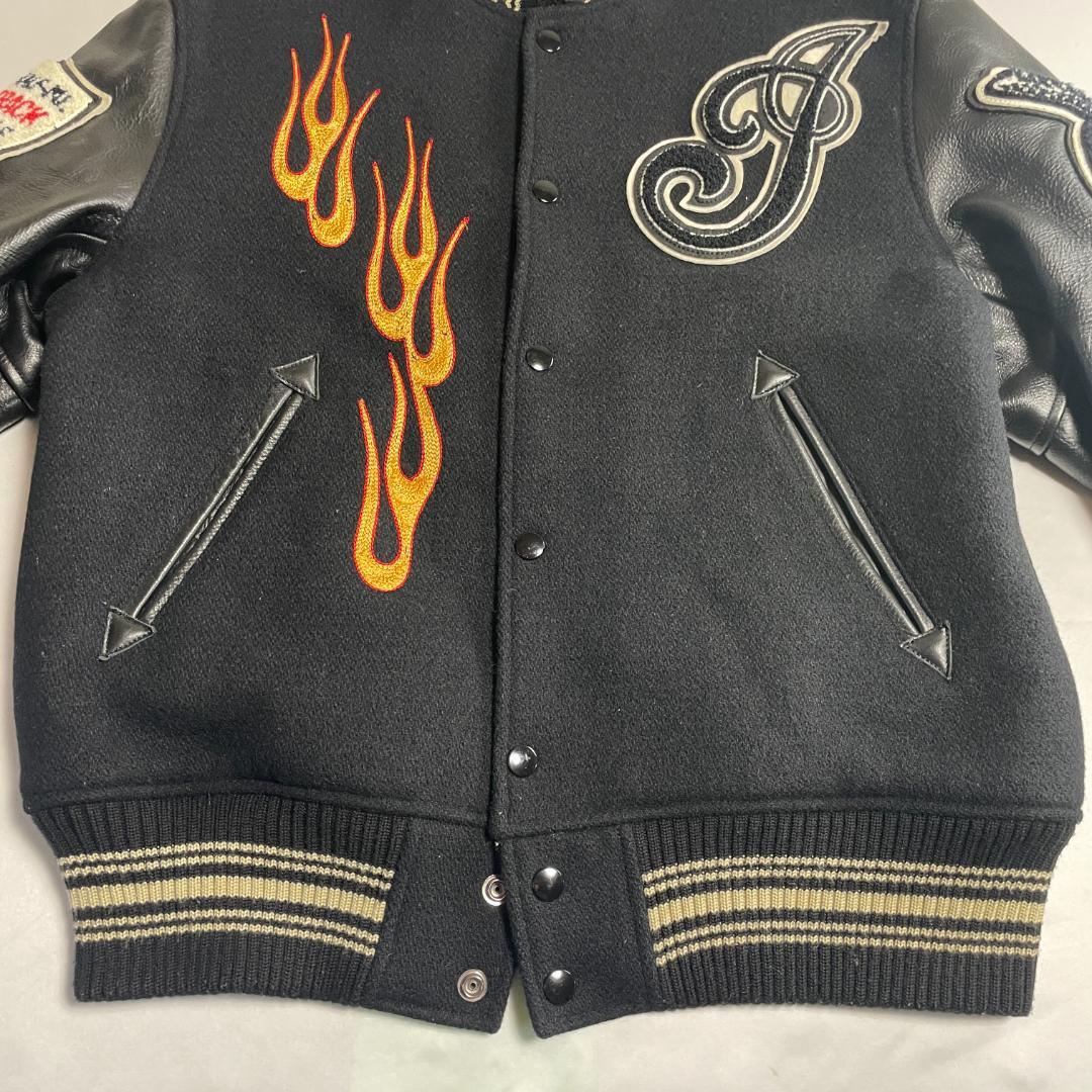 インディアンモーターサイクル　牛革　スタジャン　本革　ウール　フルデコ　刺繍