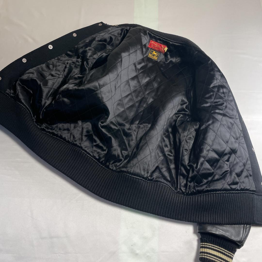 インディアンモーターサイクル　牛革　スタジャン　本革　ウール　フルデコ　刺繍