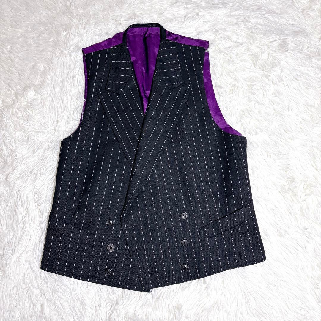 美品 TAILOR&CUTTER 有田一成 スーツ オーダー ストライプ 紫