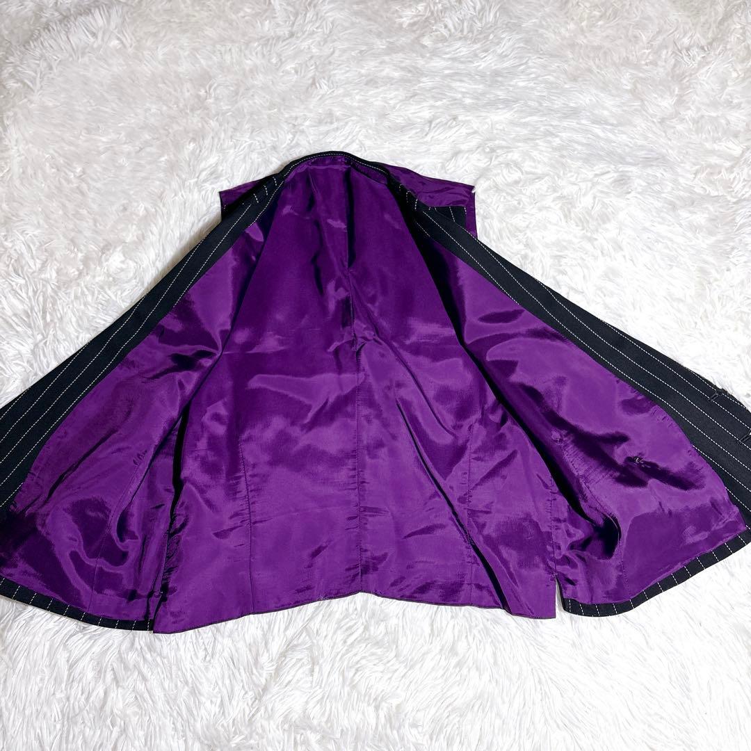 美品 TAILOR&CUTTER 有田一成 スーツ オーダー ストライプ 紫