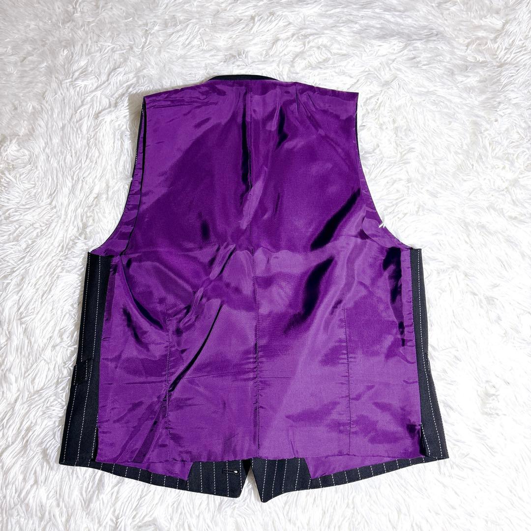 美品 TAILOR&CUTTER 有田一成 スーツ オーダー ストライプ 紫