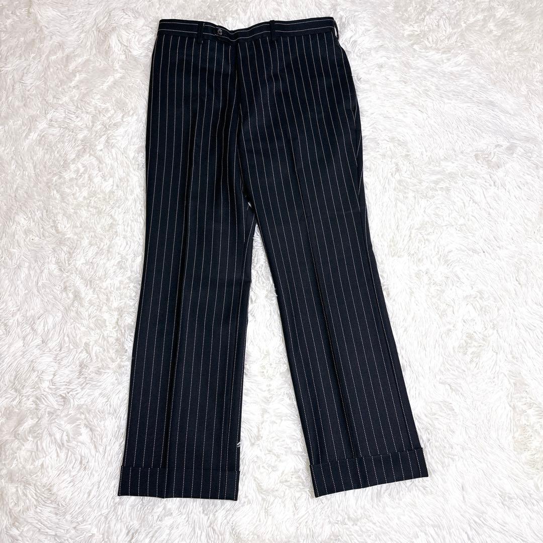 美品 TAILOR&CUTTER 有田一成 スーツ オーダー ストライプ 紫