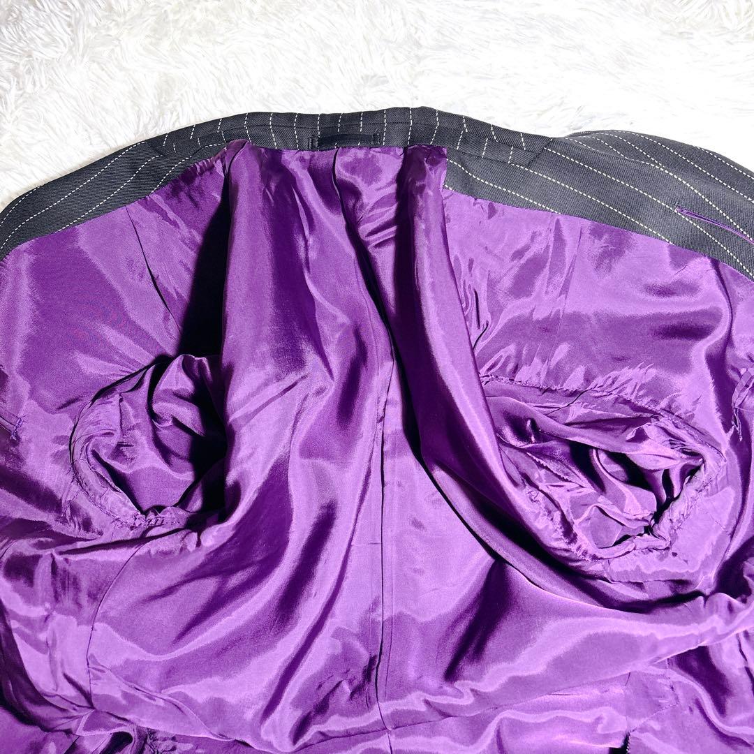 美品 TAILOR&CUTTER 有田一成 スーツ オーダー ストライプ 紫