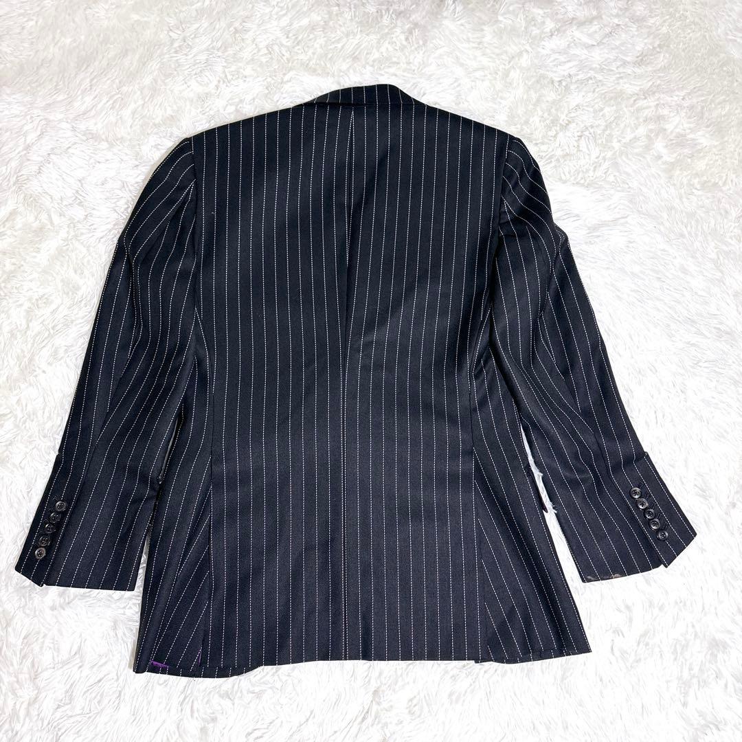 美品 TAILOR&CUTTER 有田一成 スーツ オーダー ストライプ 紫