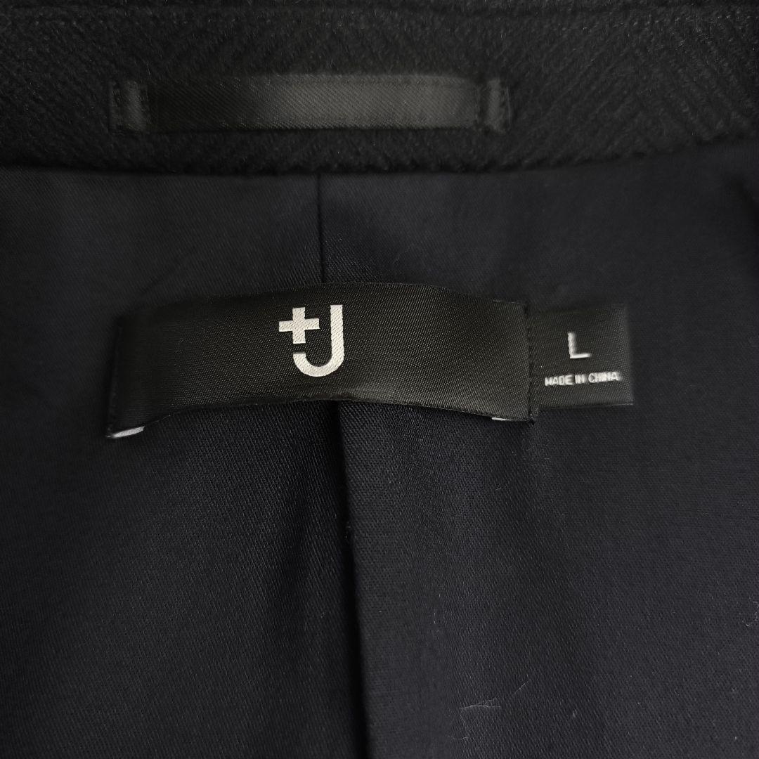 ✨美品✨ ユニクロ +J ウールブレンドチェスターコート ヘリンボーン 紺色