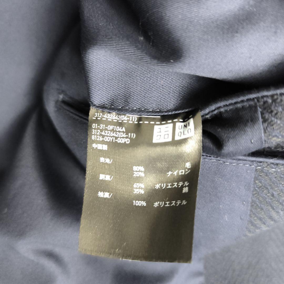 ✨美品✨ ユニクロ +J ウールブレンドチェスターコート ヘリンボーン 紺色