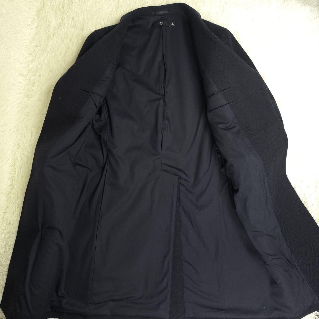 ✨美品✨ ユニクロ +J ウールブレンドチェスターコート ヘリンボーン 紺色