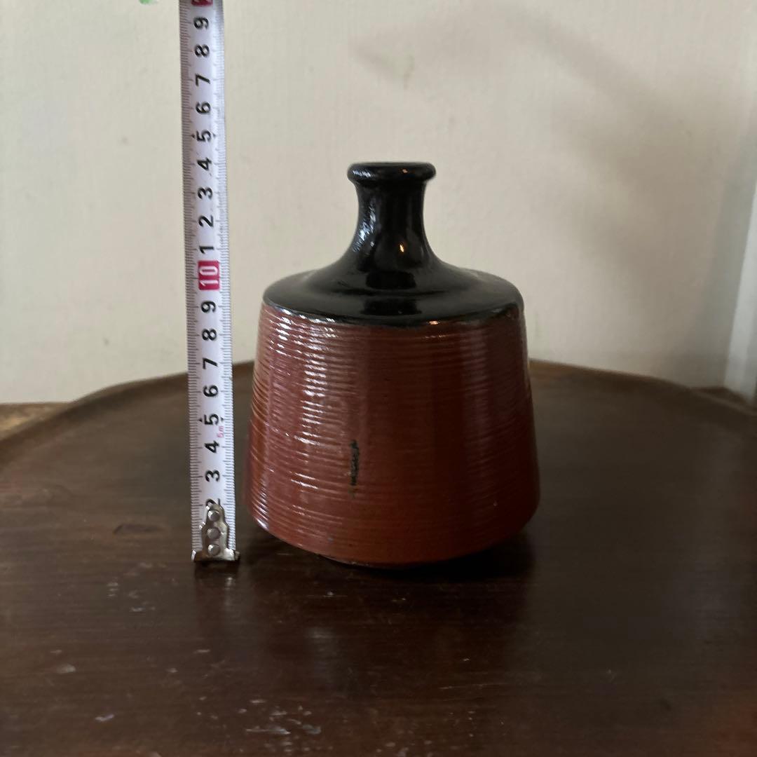 大堀相馬鉄釉徳利花入　古丹波天目釉　酒器　花器　骨董　アンティーク　茶道具　李朝