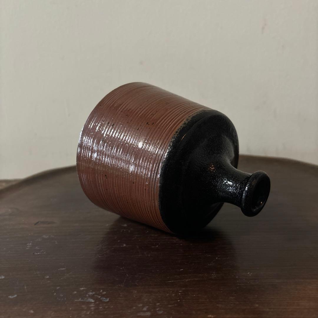 大堀相馬鉄釉徳利花入　古丹波天目釉　酒器　花器　骨董　アンティーク　茶道具　李朝