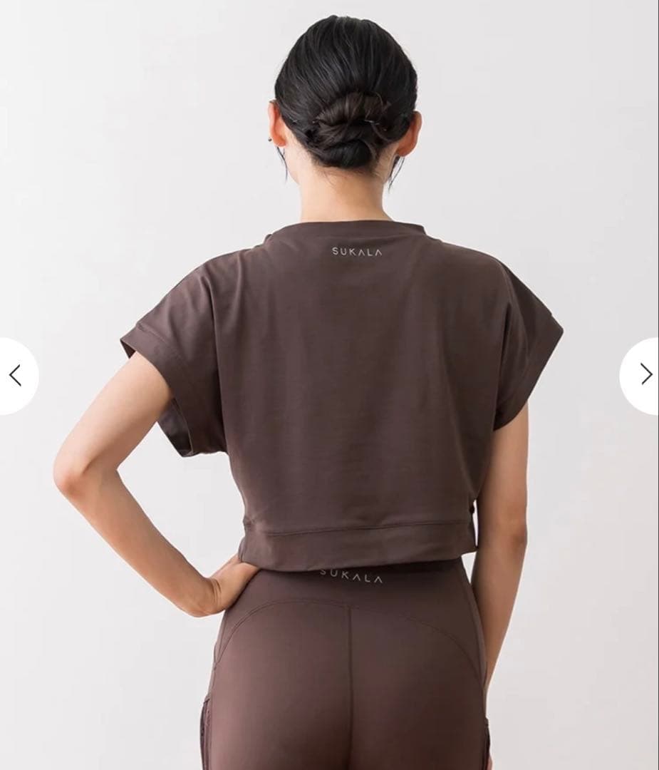 【SUKALA】　ブラトップ付きフラワーレーストップス　ブラウン　M