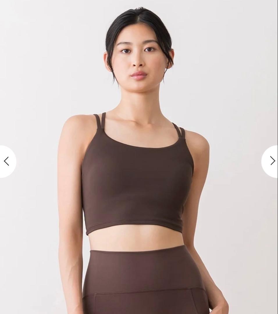 【SUKALA】　ブラトップ付きフラワーレーストップス　ブラウン　M