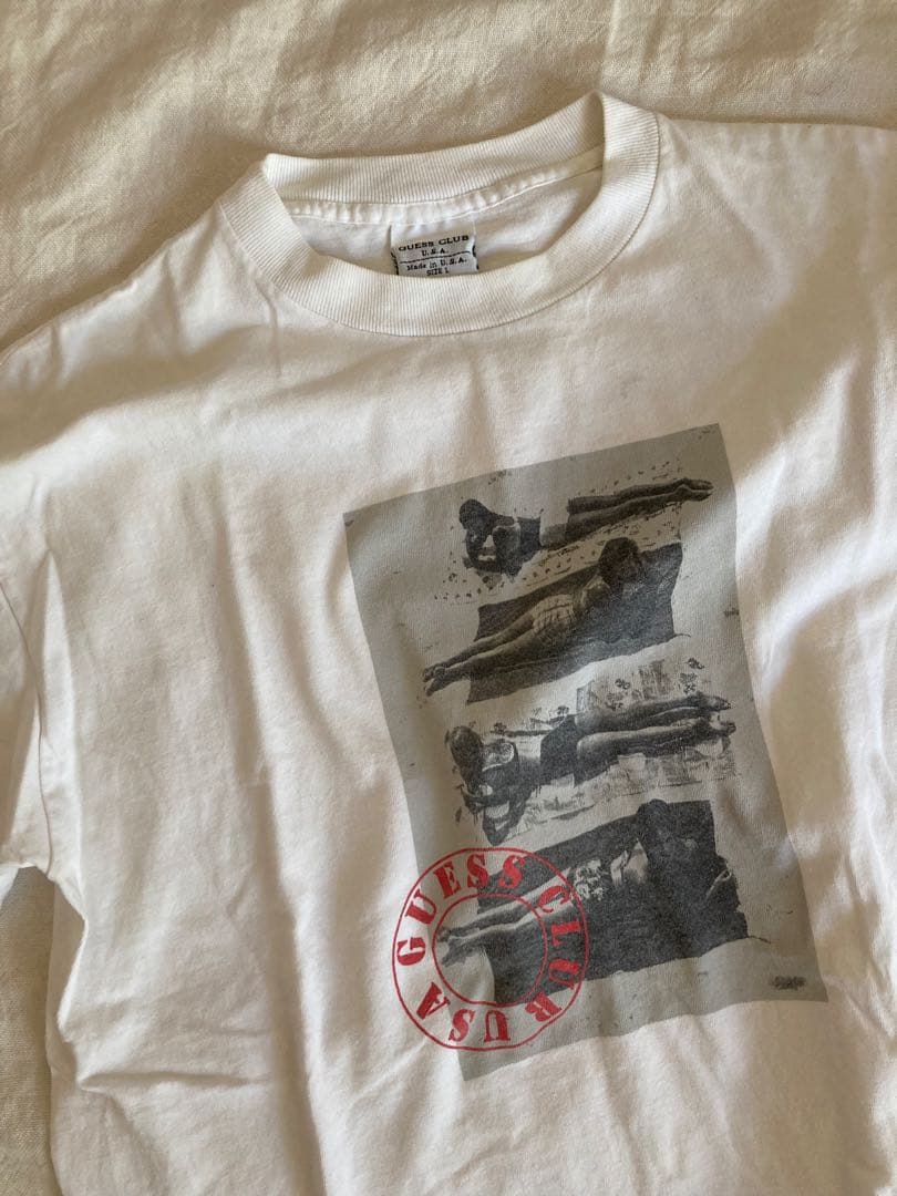 90s Guess ゲス フォトT アメリカ製 コットン100% Lサイズ