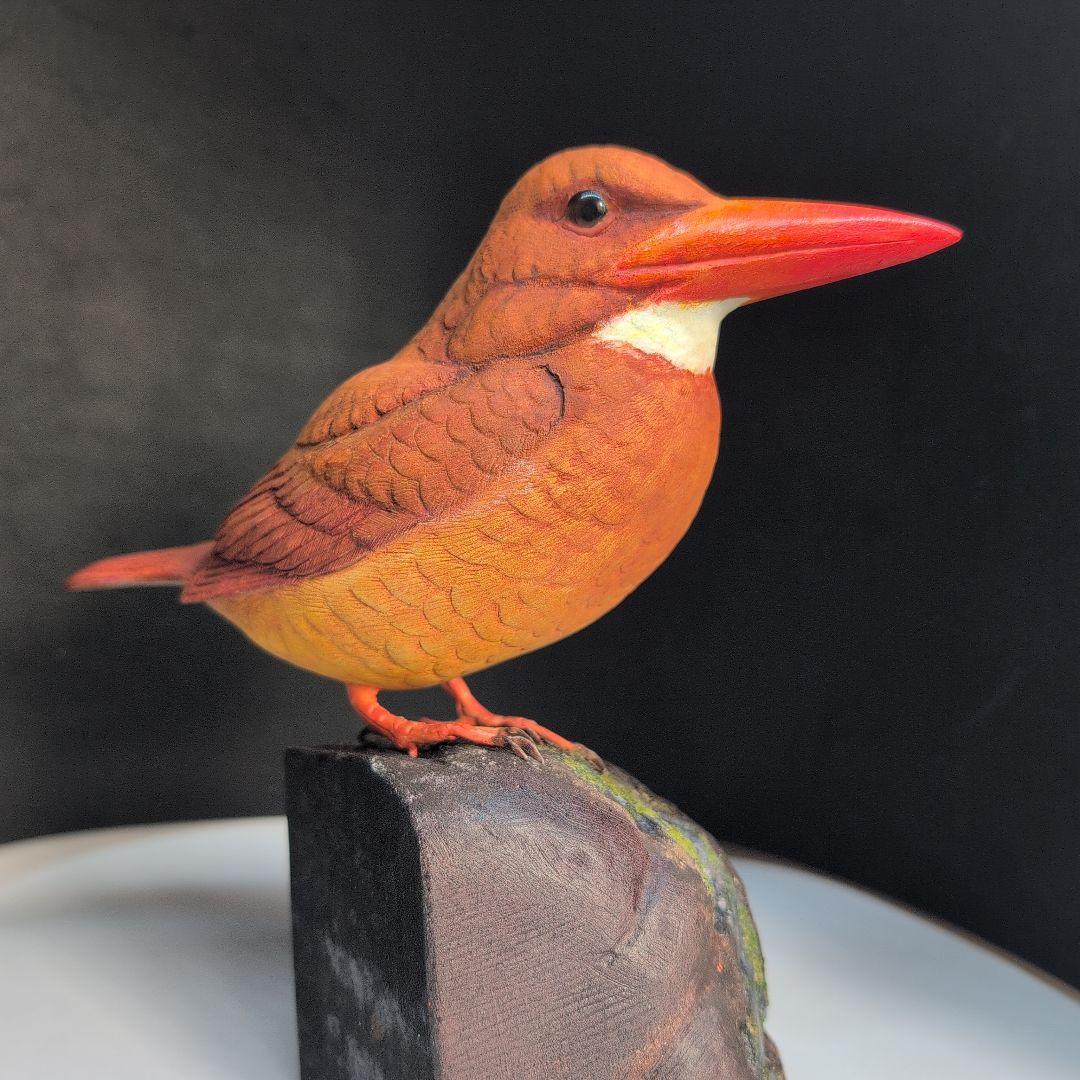 ひろこさま専用　アカショウビン 　バードカービング　木彫りの野鳥　野鳥彫刻
