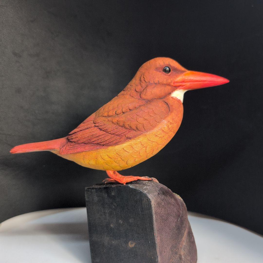 ひろこさま専用　アカショウビン 　バードカービング　木彫りの野鳥　野鳥彫刻