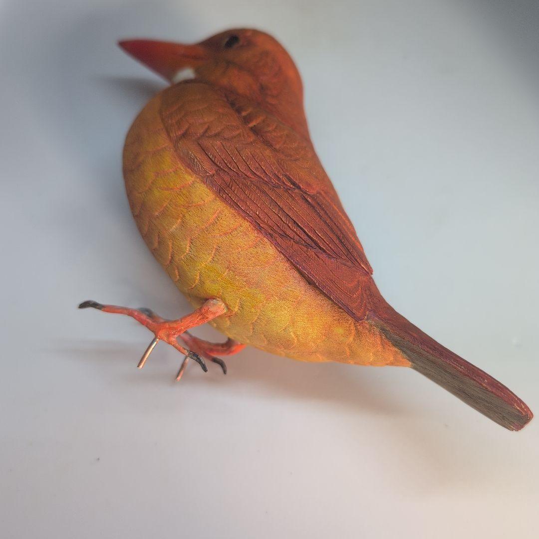 ひろこさま専用　アカショウビン 　バードカービング　木彫りの野鳥　野鳥彫刻