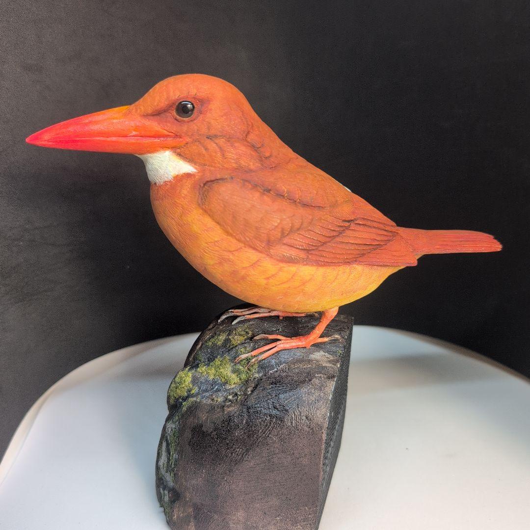 ひろこさま専用　アカショウビン 　バードカービング　木彫りの野鳥　野鳥彫刻