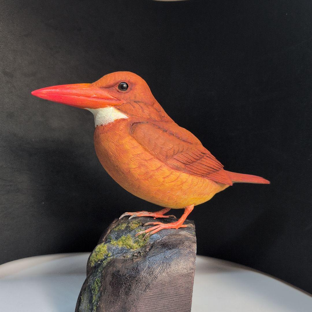 ひろこさま専用　アカショウビン 　バードカービング　木彫りの野鳥　野鳥彫刻