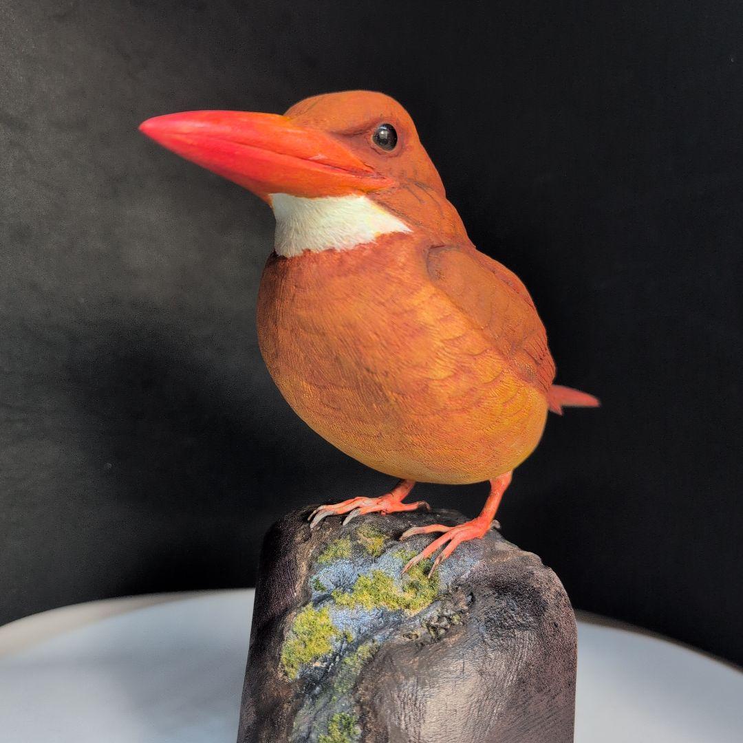 ひろこさま専用　アカショウビン 　バードカービング　木彫りの野鳥　野鳥彫刻