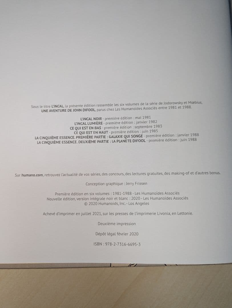 白黒合本版 MOEBIUS メビウス L'INCAL; INTEGRALE