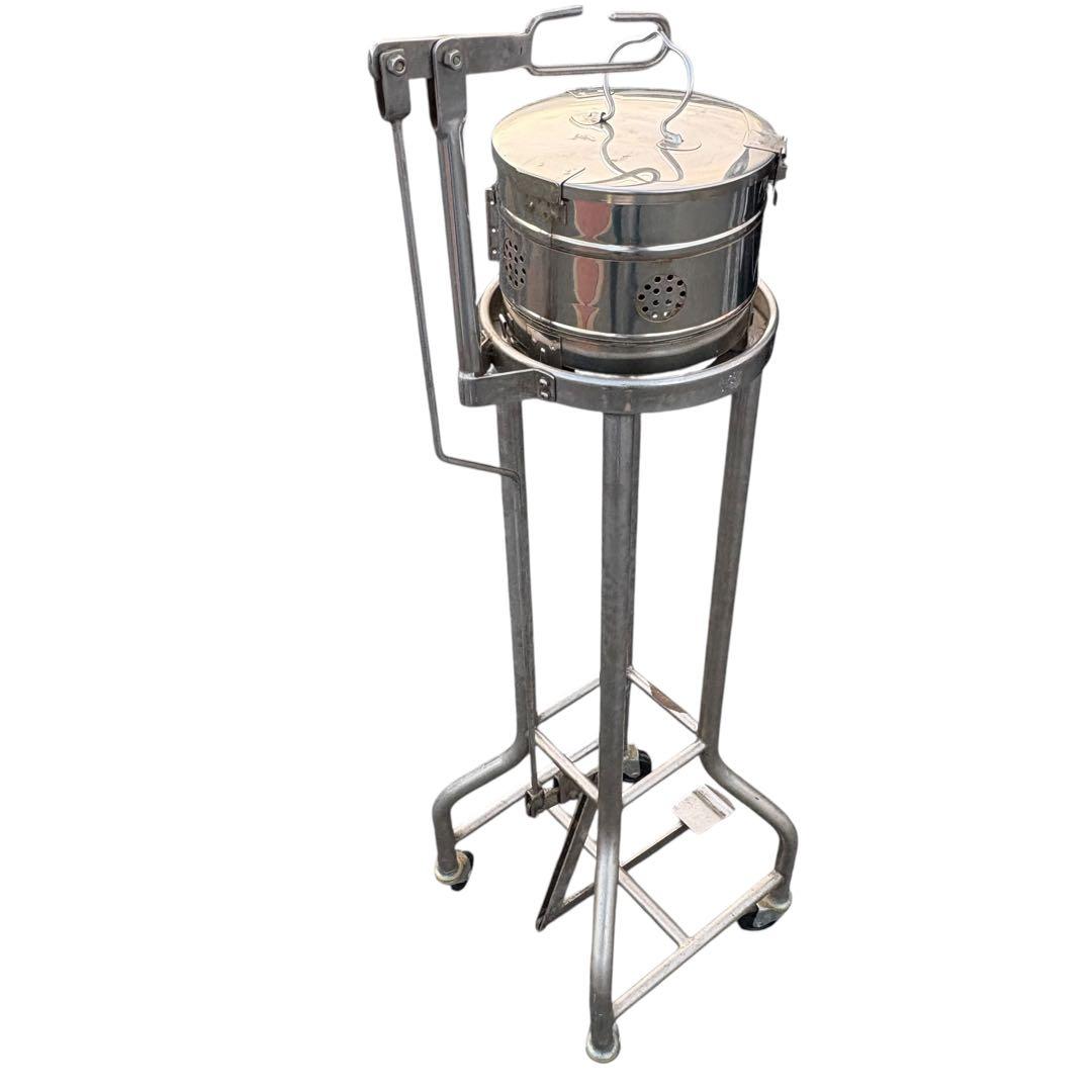 医療用カストスタンド　丸型カスト　ダストボックス　ヴィンテージ　レトロ