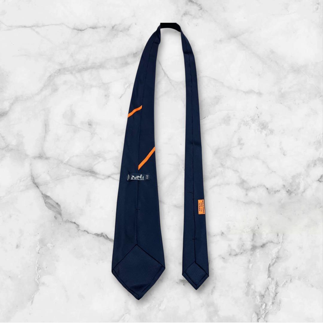 【箱付き】HERMES エルメス　ネクタイ　ソリッド　青