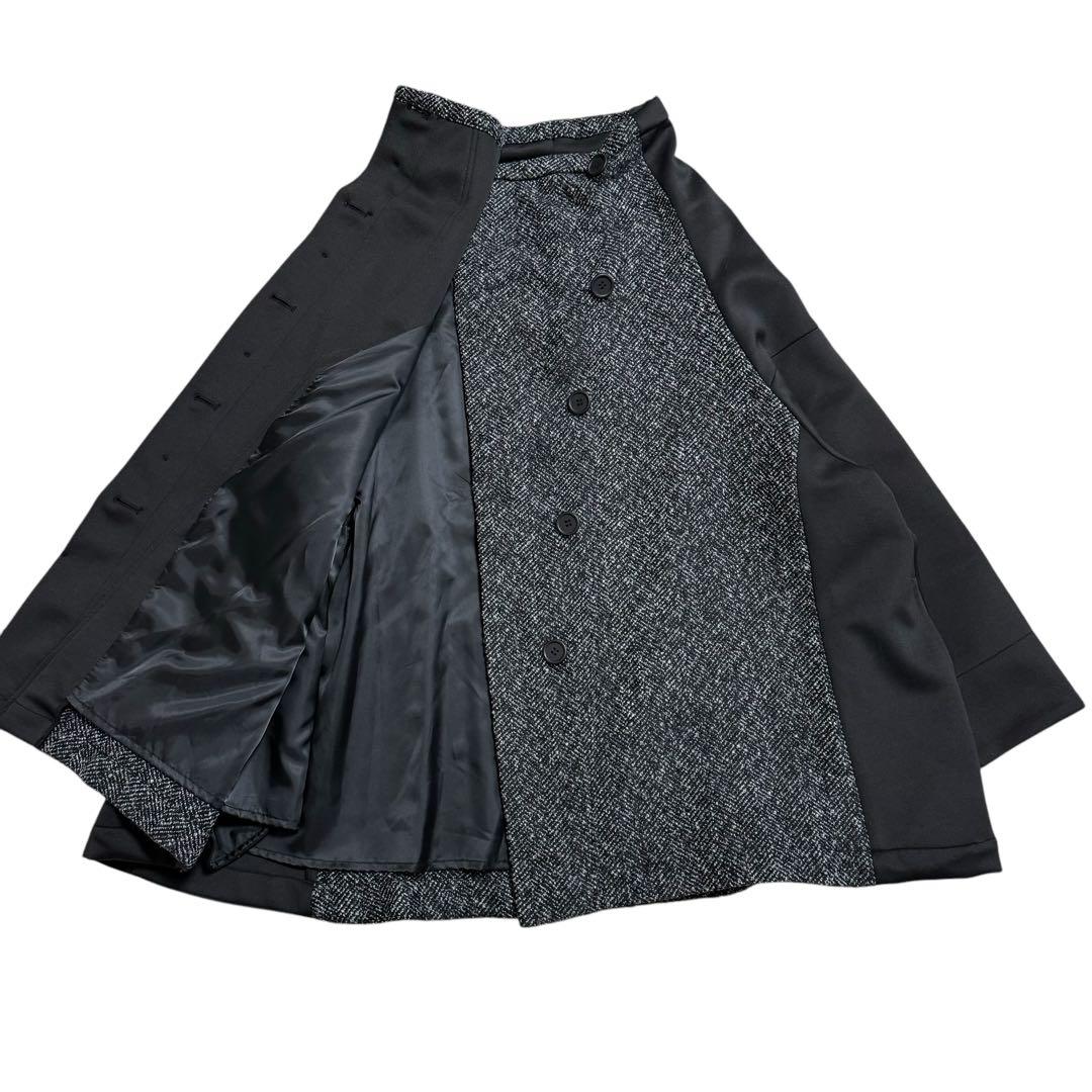 大きいサイズ　セゾンユニコ　m_mefu 変形コート　ポンチョ　ヘリンボーン