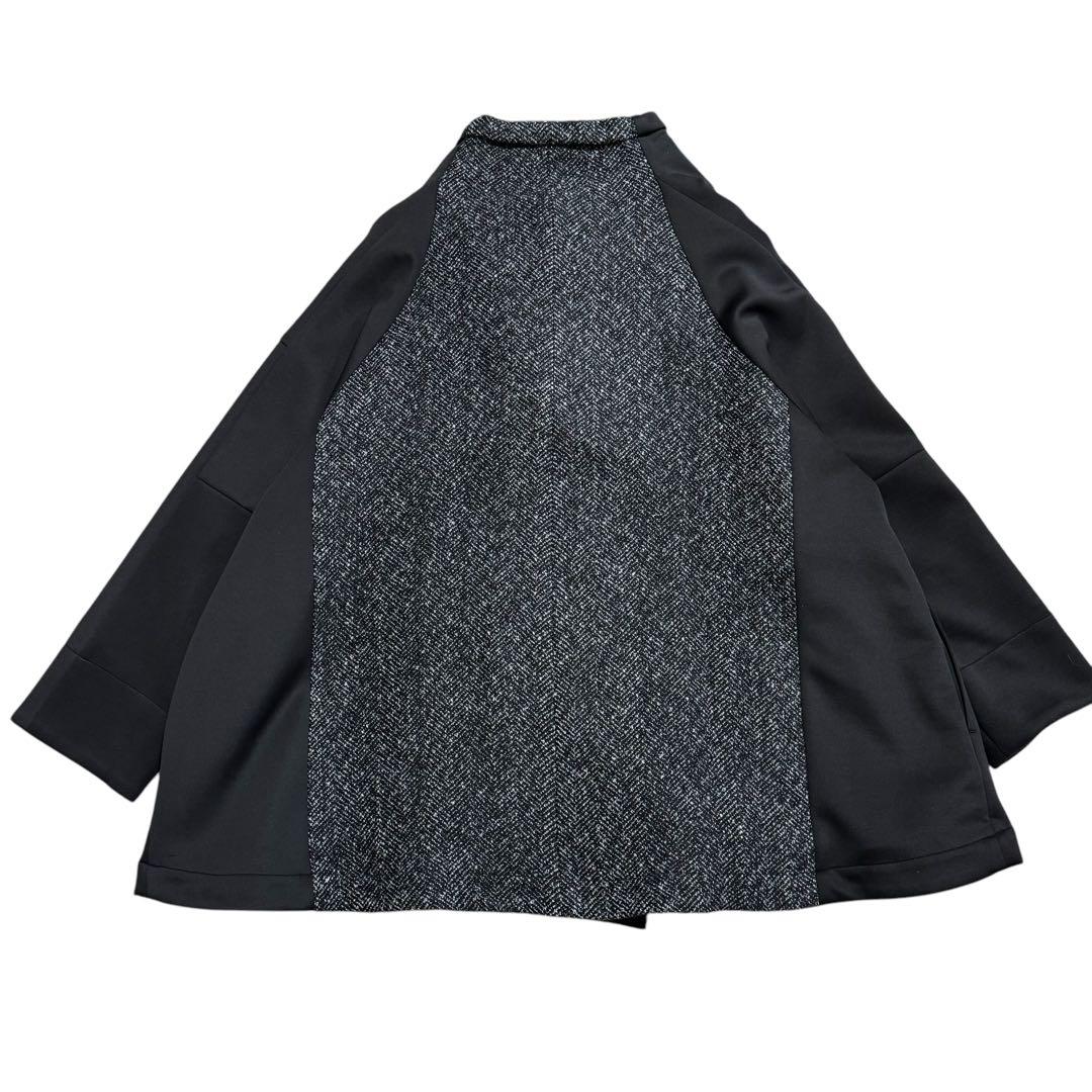 大きいサイズ　セゾンユニコ　m_mefu 変形コート　ポンチョ　ヘリンボーン