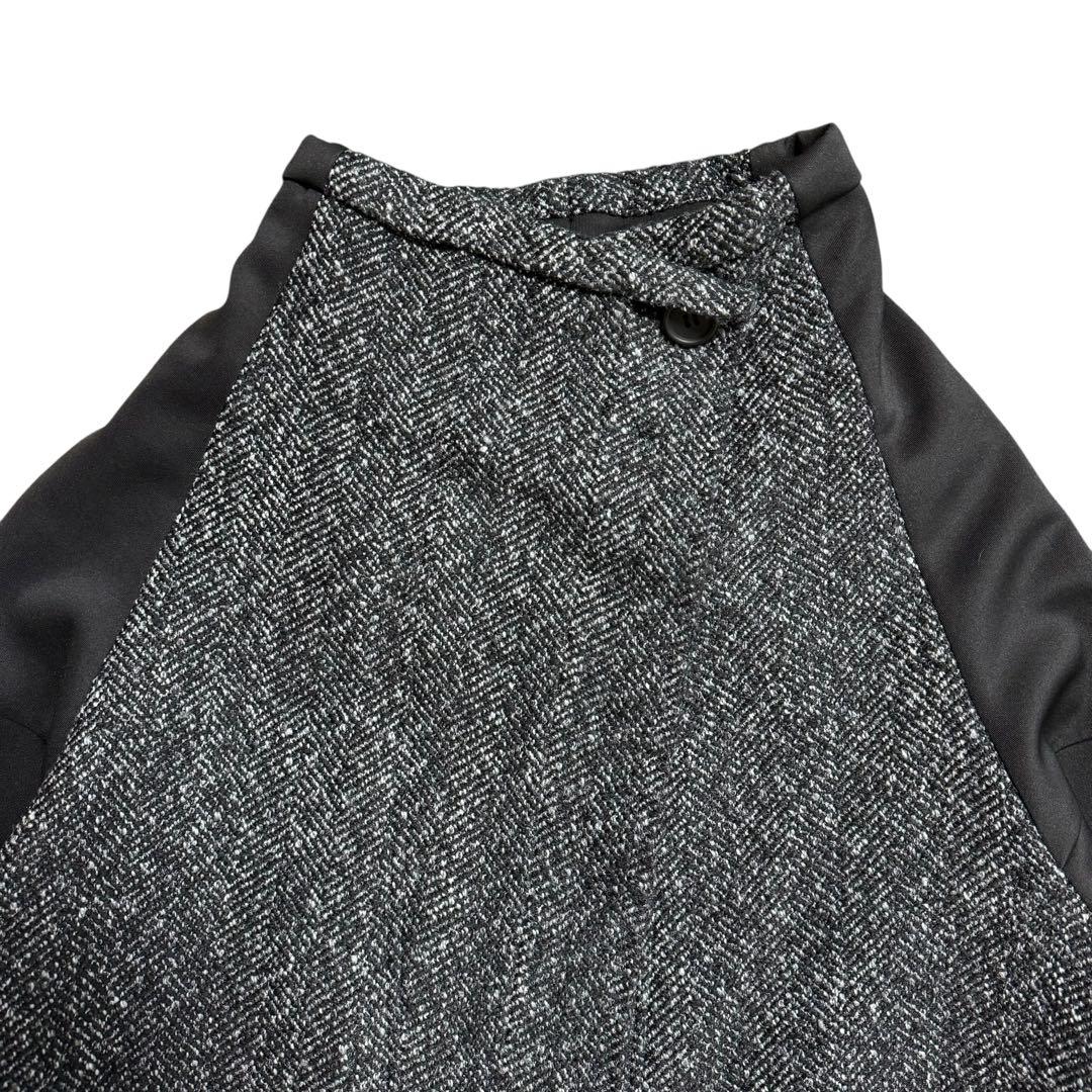 大きいサイズ　セゾンユニコ　m_mefu 変形コート　ポンチョ　ヘリンボーン