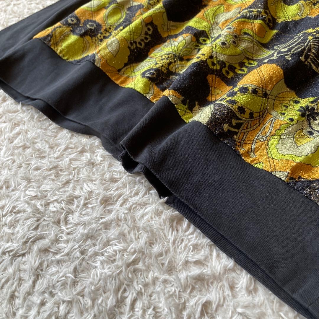 ドリスヴァンノッテン　コットン切り替えトレーナー　ラメ入り生地　ボタニカル　花柄