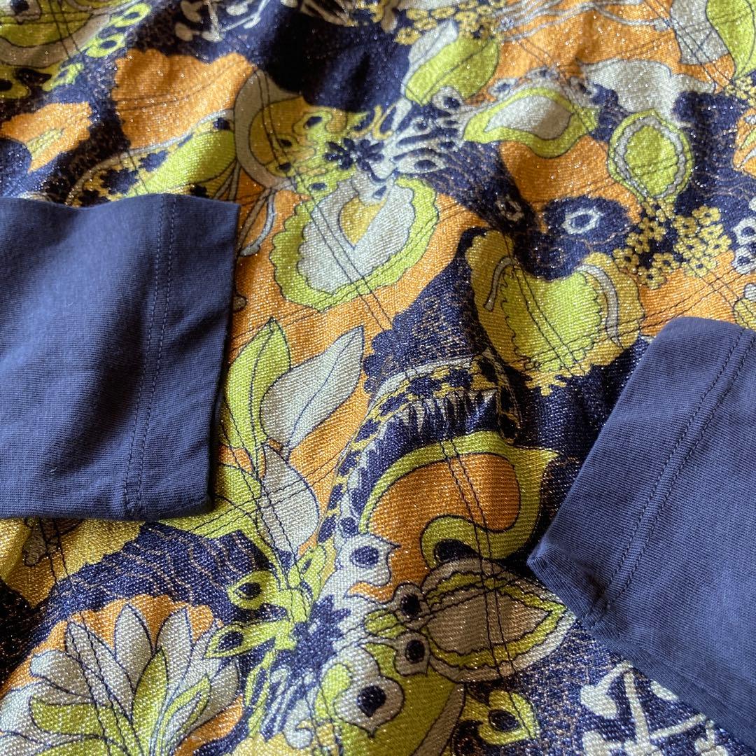 ドリスヴァンノッテン　コットン切り替えトレーナー　ラメ入り生地　ボタニカル　花柄