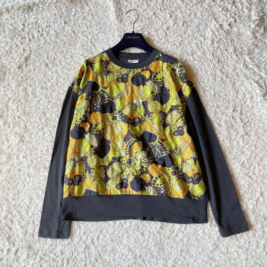 ドリスヴァンノッテン　コットン切り替えトレーナー　ラメ入り生地　ボタニカル　花柄