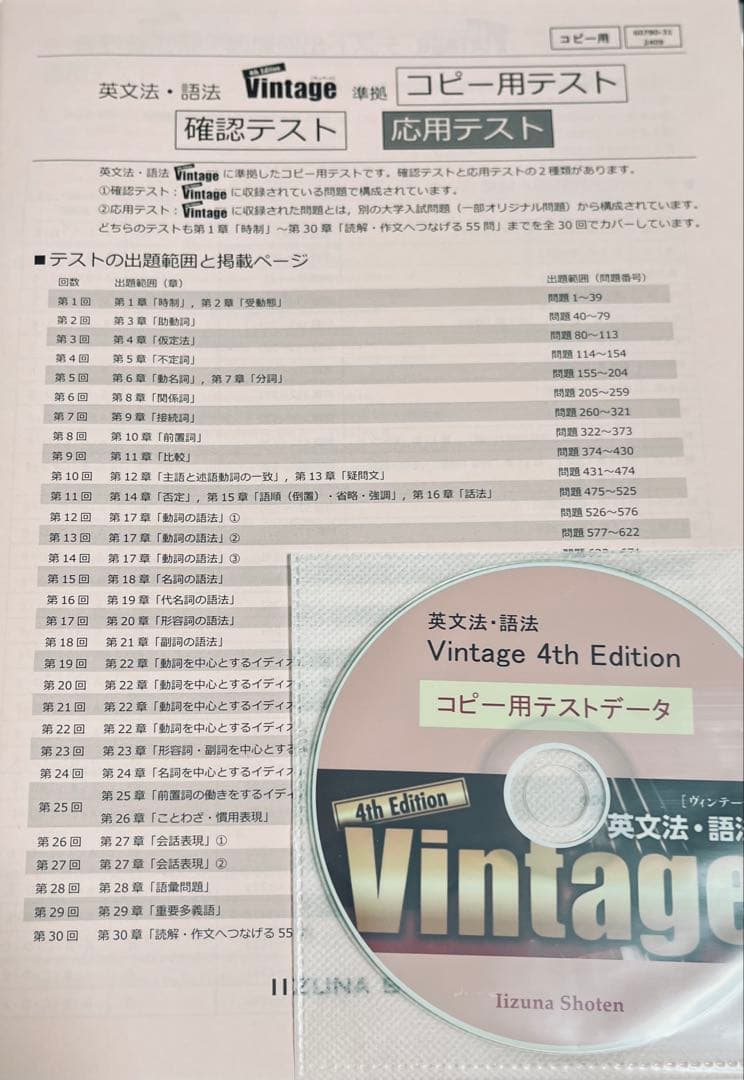 いいずな書店 Vintage 4th edition 確認・応用テスト データ付