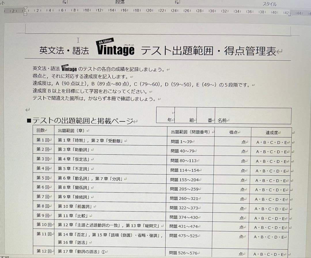 いいずな書店 Vintage 4th edition 確認・応用テスト データ付