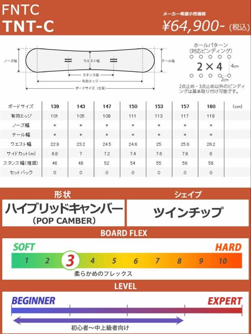 21-22 FNTC TNT C 157㎝ スノーボード