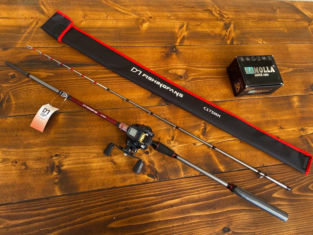 ジギングロッド　デジタルカウンター付きリール　イカメタル　タイラバ　左ハンドル