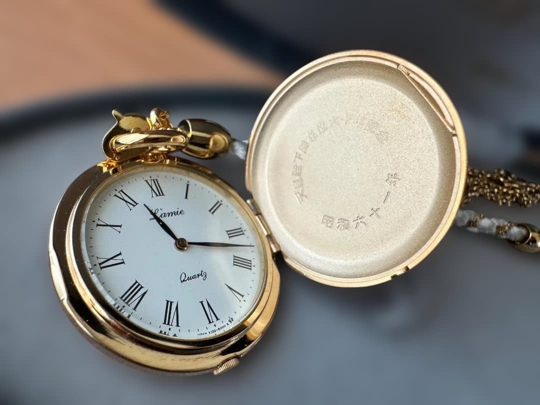 天皇陛下御在位60周年記念 懐中時計　和装七宝　松本徽章製