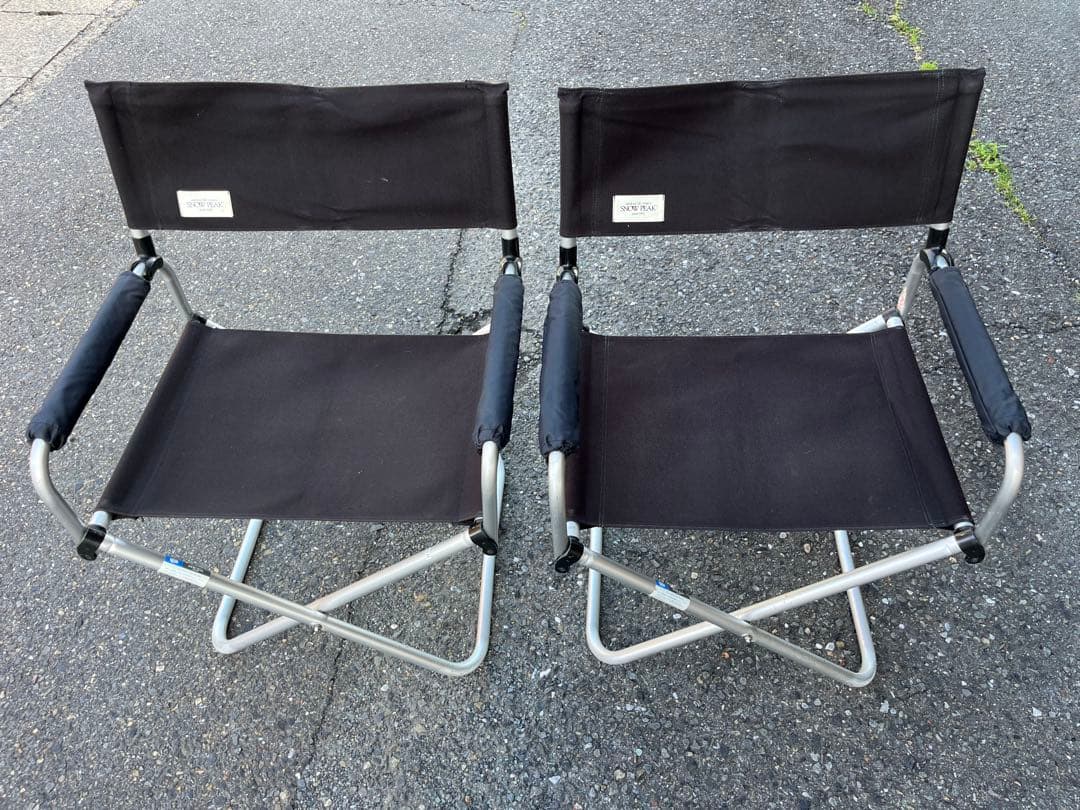 【希少】スノーピーク　フォールディングチェア2脚　ワイド　ヤマコウ期　ブラック