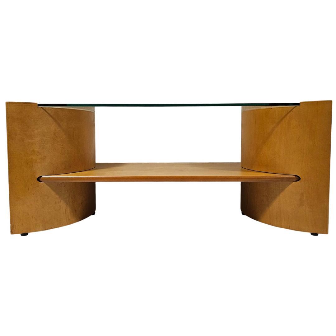 北欧レトロ 曲木プライウッド×ガラス天板 センターテーブル ヴィンテージ