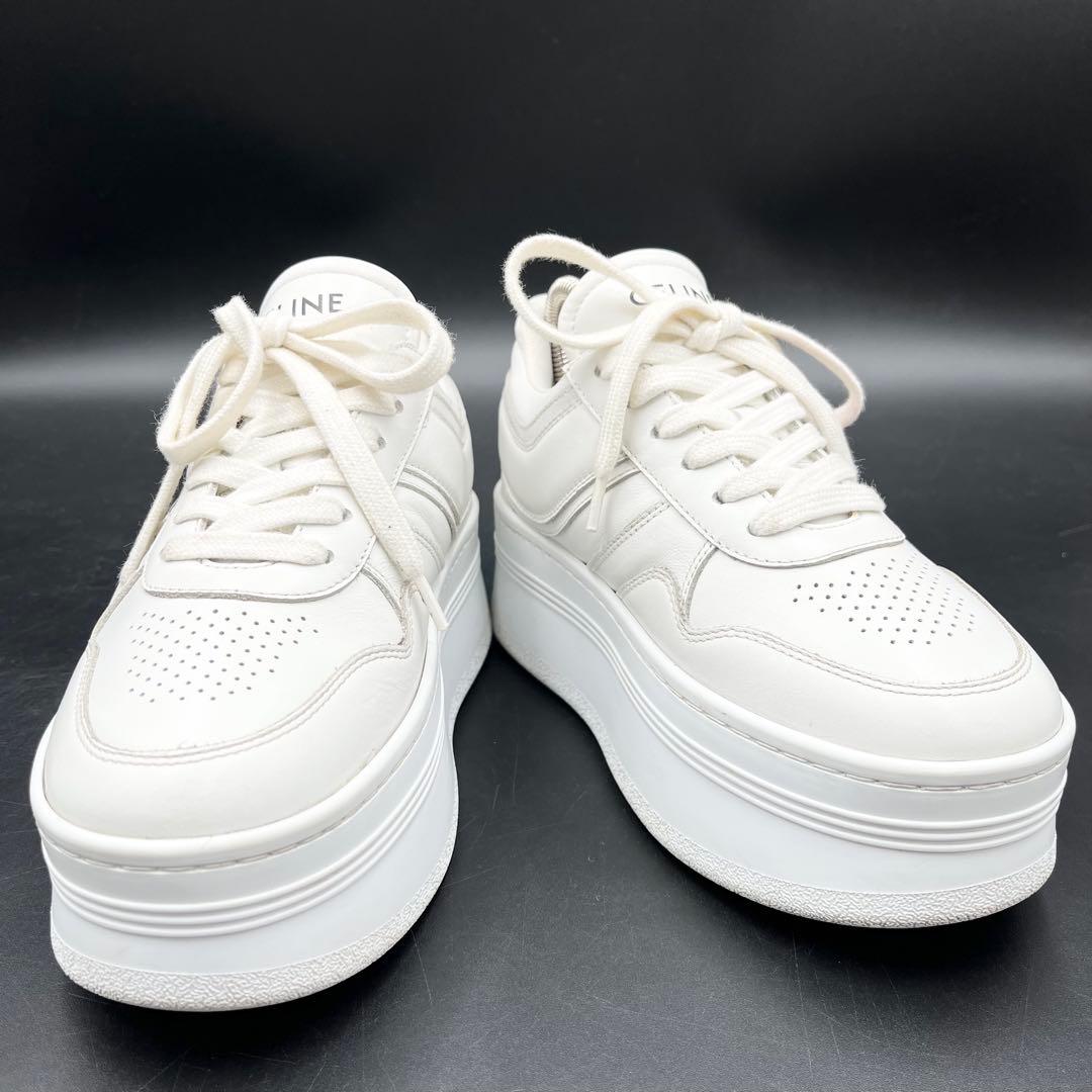 美品✨️セリーヌ ブロックスニーカー レザー ホワイト レディース 21cm相当