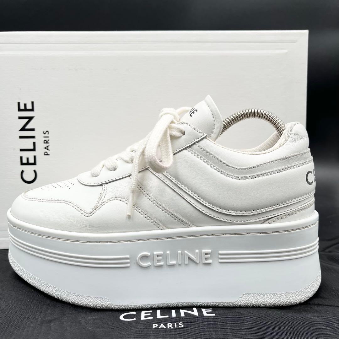 美品✨️セリーヌ ブロックスニーカー レザー ホワイト レディース 21cm相当