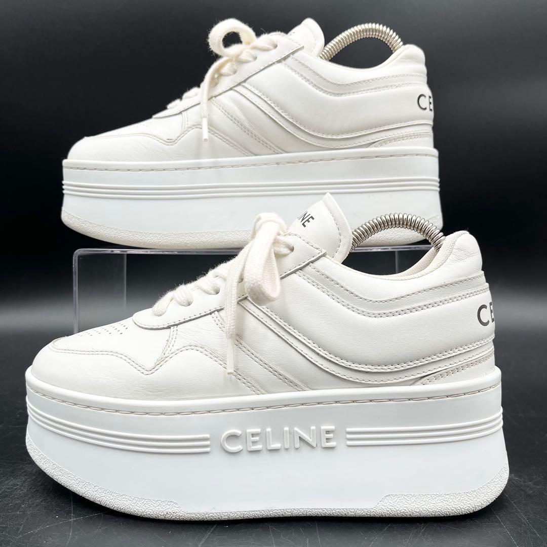 美品✨️セリーヌ ブロックスニーカー レザー ホワイト レディース 21cm相当