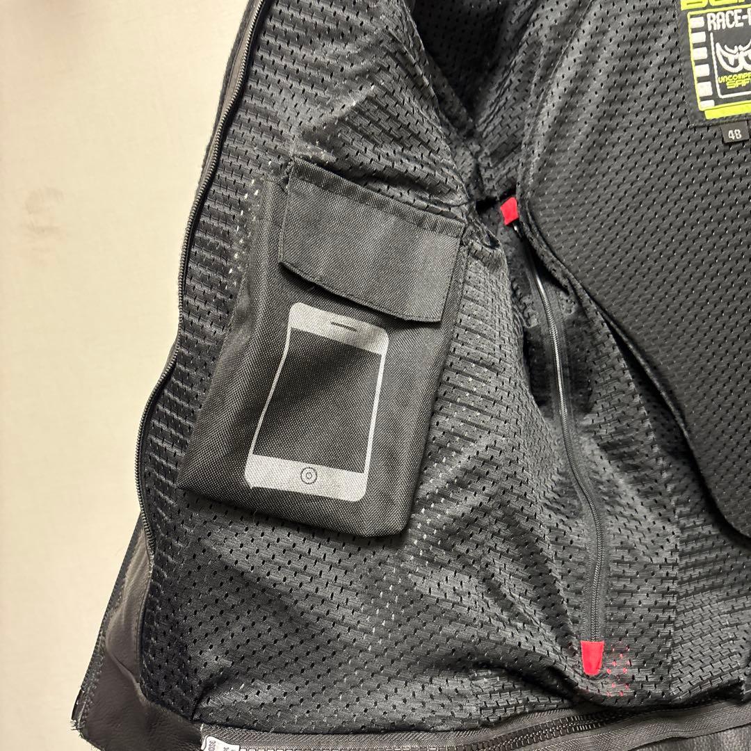 BERIK パンチングレザージャケット、防風ライナー付サイズ48 M相当