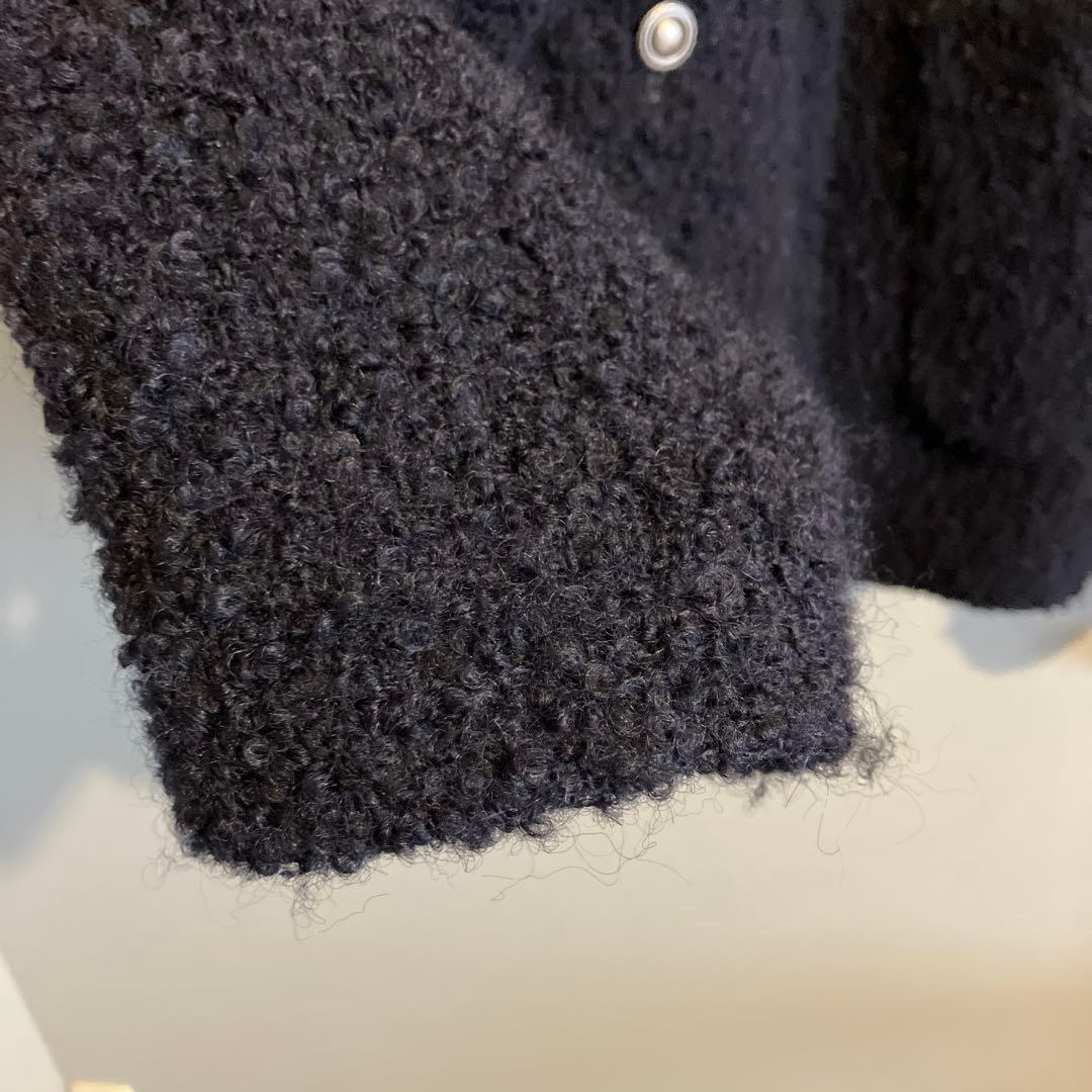 最終値下げBEAUTY&YOUTH ジャガードノーカラージャケット　ネイビー　M