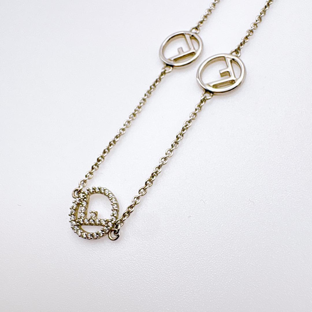 看*R様 【FENDI】エフイズ ロゴチャーム ストーン シルバーネックレス41