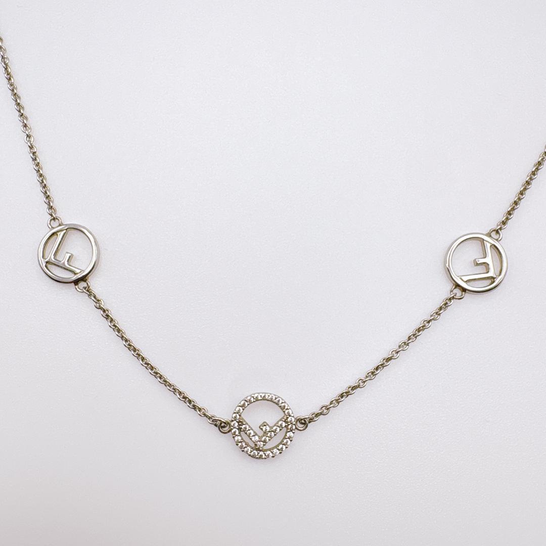 看*R様 【FENDI】エフイズ ロゴチャーム ストーン シルバーネックレス41